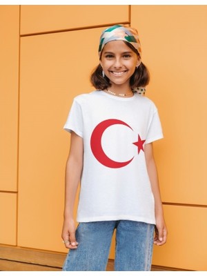 Ay Yıldız Tişört Türk Bayrağı Tişört 29 Ekim Ay Yıldız Baskılı Çocuk T-Shirt