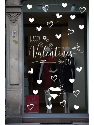 Narnuga Happy Valentine's Day Sevgililer Günü Sticker Kalp, Love, I Love You Cam, Duvar Sticker Etiket Seti