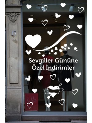 Narnuga Happy Valentine's Day Sevgililer Günü Sticker Kalp, Love, I Love You Cam, Duvar Sticker Etiket Seti