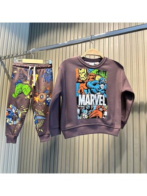 Tios Trend Marvel  Baskılı Sweatshirt Alt 2'li Takım