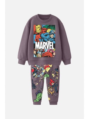 Tios Trend Marvel  Baskılı Sweatshirt Alt 2'li Takım