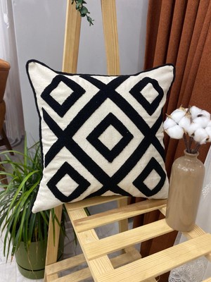 Punch (Panç) Nakışlı %100 Pamuklu Kumaş Kırlent Kılıfı