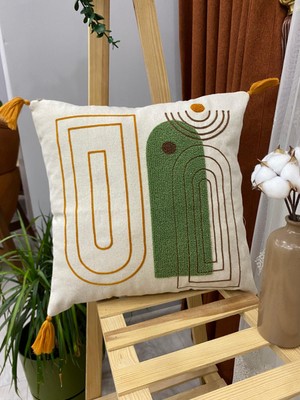 Punch (Panç) Nakışlı %100 Pamuklu Kumaş Kırlent Kılıfı