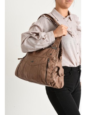 Y. S. Deri Kadın Omuz Çantası 571 Collection Vegan Deri 40*25 cm Bayan Omuz Çantası Suni Deri