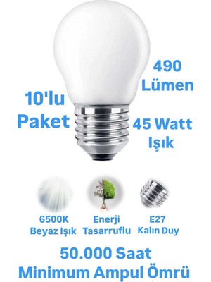 5W Top Ampul Beyaz Işık E27 Duylu Avize Ampulü 490 Lümen Küçük Ampul