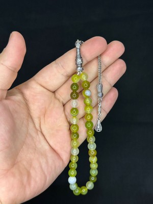 Anemore Collection AÇIK YEŞİL RENK AKİK TAŞI DOĞALTAŞ TESBİH KÜRE KESİM T-498