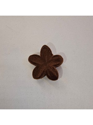 Yağmur Kaktüs Tekli Kahverengi Kadife 3 cm Lotus Çiçeği Mandal Toka