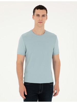 Pierre Cardin Erkek Açık Mavi Slim Fit Bisiklet Yaka Triko Tişört 50302441-VR003