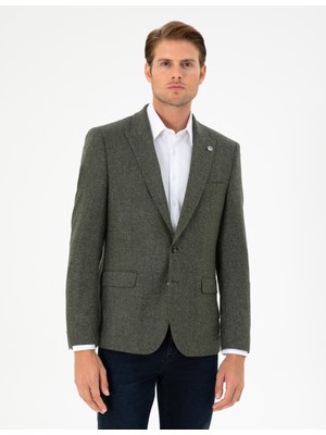 Pierre Cardin Erkek Haki Slim Fit Yün Kaşmir Ceket 50294238-VR027