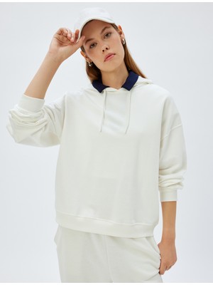 Koton Kapşonlu Sweatshirt Basic Uzun Kollu Üç Iplik Pamuklu
