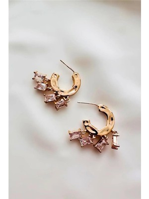 Zirkon Taşlı Sallantılı Shakira Ezik Halka Küpe