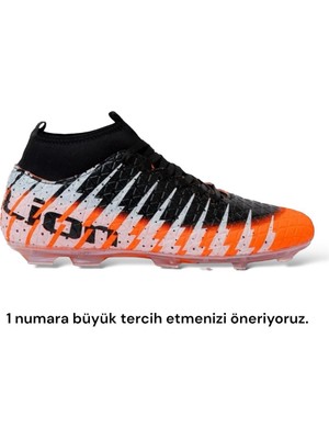 Liger Çoraplı Bilekli Boğazlı Krampon Futbol Ayakkabısı Oranj - Siyah