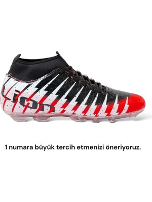 Liger Çoraplı Bilekli Boğazlı Krampon Futbol Ayakkabısı Kırmızı - Siyah