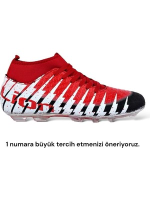 Liger Çoraplı Bilekli Boğazlı Krampon Futbol Ayakkabısı SİYAH - KIRMIZI