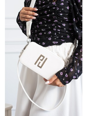 Just Polo Kadın Beyaz Çapraz Askılı 2 Bölmeli Kutu Mini Omuz ve El Çantası PBU5024