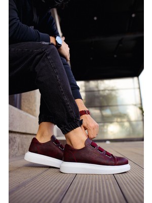 Mogams Aragon Bağcıksız Lastikli Rahat Günlük Erkek Spor Ayakkabı Sneakers Bordo - Che