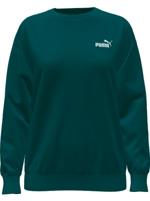 Puma Essential Relaxed Small Logo Kadın Yeşil Yuvarlak Yaka Sweatshirt