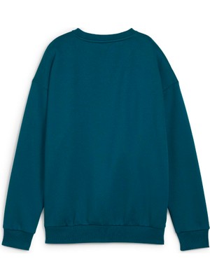 Puma Essential Relaxed Small Logo Kadın Yeşil Yuvarlak Yaka Sweatshirt