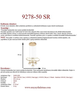 Eray Aydınlatma 9278-50 Sr 4 Toplu Gold Led Avize