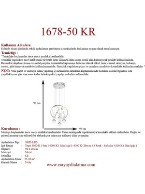 Eray Aydınlatma 1688-50 Kr 4 Toplu Krom Led Avize