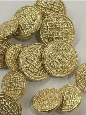 8 Adet 1.5 Mm (1.5 Cm) Küçük Boy Hasır Desenli Gold Renk Trençkot Ve Blazer Ceket kol Düğmesi
