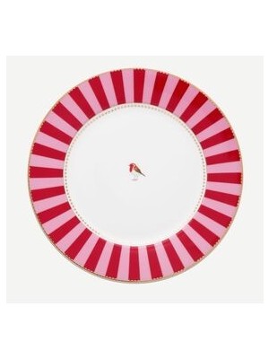 Pip Studio Love Birds Kırmızı/Pembe Desenli Servis Tabak 26,5 cm Çizgili Tasarım