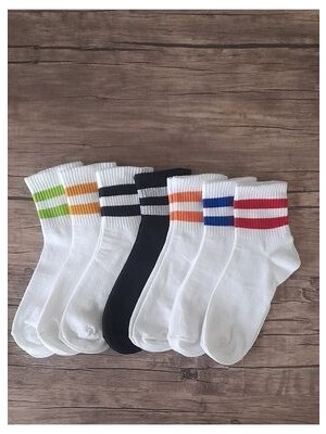 Sockshion Unisex Çizgili Tenis Kolej Çorap 7 Çift