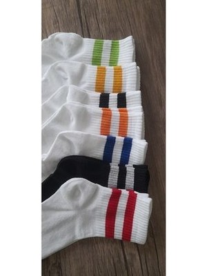 Sockshion Unisex Çizgili Tenis Kolej Çorap 7 Çift