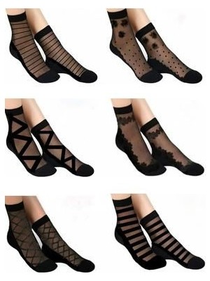 Sockshion Kadın Desenli Tül Çorap 6 Çift