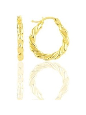 Söğütlü Silver Gümüş Altın Yaldızlı Kalın Burgu Gümüş Şarnel  Küpe