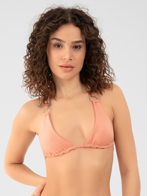 PINKYSWIM Taşlı Halkalı Nude Bikini Üstü