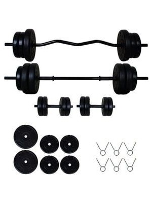Dambıl 20 kg Z Bar Halter Seti ve Dambıl Seti Siyah Renk Dayanıklı Materyal ile