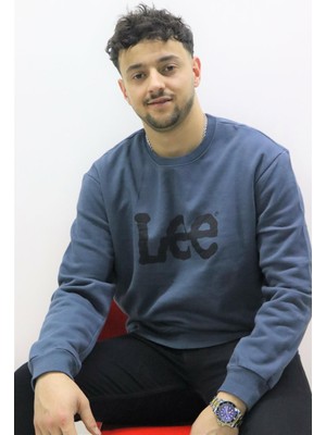 Lee L80XTJTG  Erkek Koyu Gri Bisiklet Yaka Sweatshırt