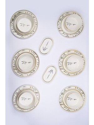 Porland Botanical Yemek Takımı 20 Parça 6 Kişilik Beyaz Porselen Çiçek Desenli