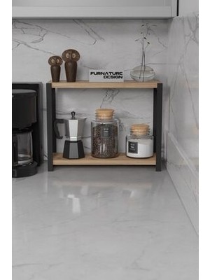 Cmkstore Metal Mutfak Tezgah Üstü Organizer 2 Yüksek Raflı Banyo Mutfak Düzenleyici Ceviz