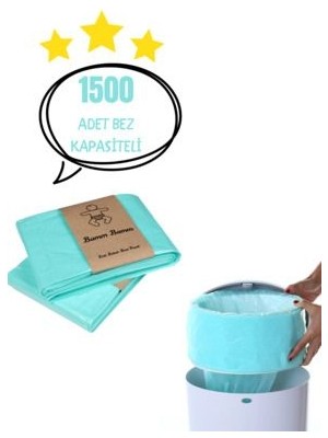 Korbell 16L Çöp Kovaları İle Uyumlu 1500 Adet Bebek Bezi Kapasiteli Yerli Çöp Poşeti