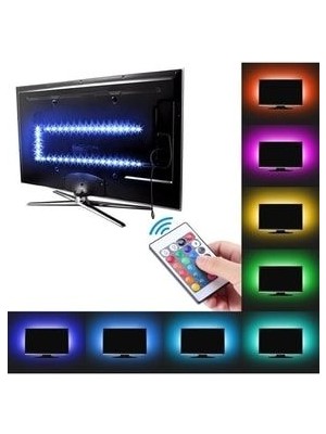 Ema Dükkan Tv Arkası 5V RGB Şerit LED | 3 Çipli Monitör Arkası Kumandalı 5V RGB Şerit LED | Iç Mekan USBli RGB LED Işıldak | 5V RGB LED Şerit Iç Mekan