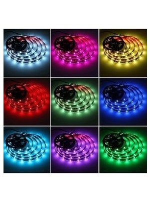 Ema Dükkan Tv Arkası 5V RGB Şerit LED | 3 Çipli Monitör Arkası Kumandalı 5V RGB Şerit LED | Iç Mekan USBli RGB LED Işıldak | 5V RGB LED Şerit Iç Mekan