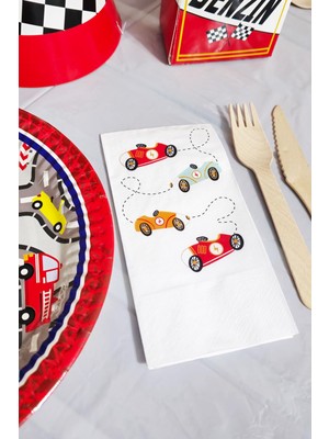 Pekshop Retro Yarış Arabaları Tema Doğum Günü Model Arabalar Baskılı Peçete 20LI