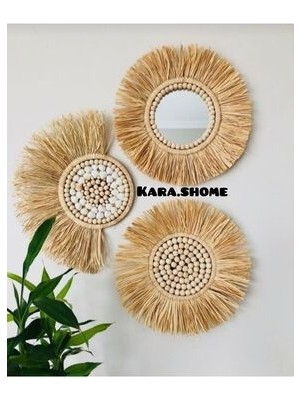 Kara.shome Rafya Boncuklu Yelpaze  Boncuklu 3lü Set