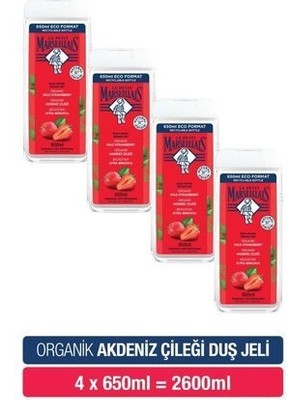 Le Petit Marseillais Akdeniz Çileği Banyo ve Duş Jeli 650 ml x 4 İştah Açıcı Koku ve Nazik Temizlik