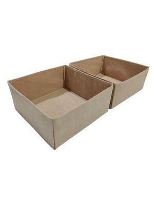 Balkan Room 2'li Bej Çekmece Içi Düzenleyici Organizer Set - Çok Amaçlı Dolap Içi Kutu Seti ( 28*28*13CM )