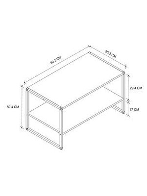 Bofigo 50X90 Metal Orta Sehpa Dikdörtgen Orta Sehpa Raflı Kahve Sehpası Çam