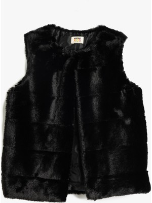 Koton Peluş Yelek Yuvarlak Yaka Kolsuz