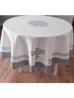 Lale Desen Baskılı 150 cm Yuvarlak Polyester Kumaş Masa Örtüsü