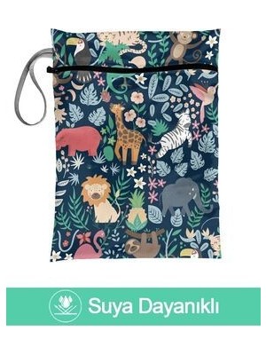 Bunnybons Çılgın Orman Su Geçirmez Kumaş Islak/Kuru Kirli Temiz Kıyafet Çantası Kolay Kullanım
