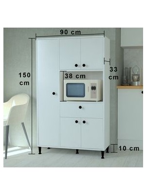 Mobilique Bergama Suntalam Kiler Dolabı 90x32x150 cm – Dayanıklı, Çok Renkli, 4 Çekmeceli Mutfak Depolama Dolabı