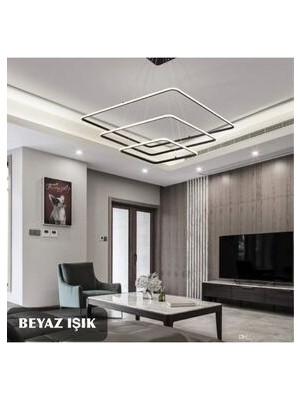 Home Modern Kare Siyah Kasa Beyaz Işık LED Avize Oturma Odası,salon