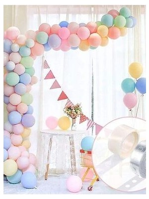 Bal10 Dünyası Makaron Karışık Balon 50 Adet Karışık Renk Soft Pastel Balon + 5 Mt.balon Zinciri