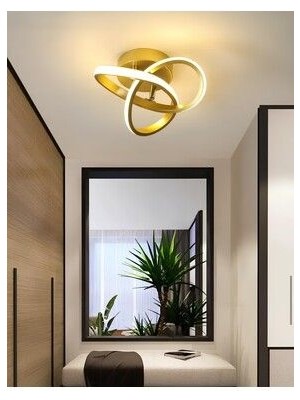 Burenze Modern Tavana Sıfır LED Avize Boomerang Ledli Avize Eskitme Gold